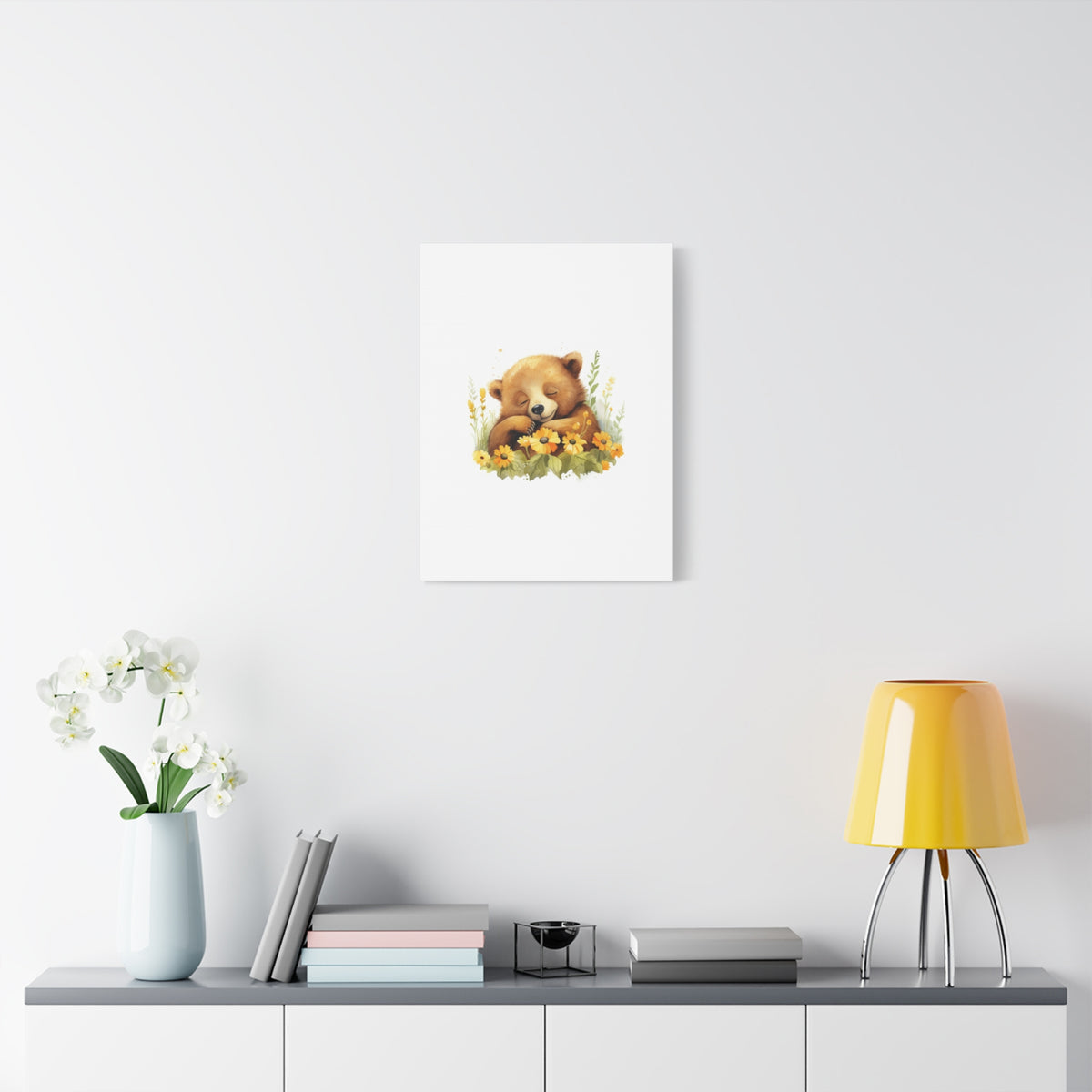 Sleeping Bear Floral Canvas Wall Art