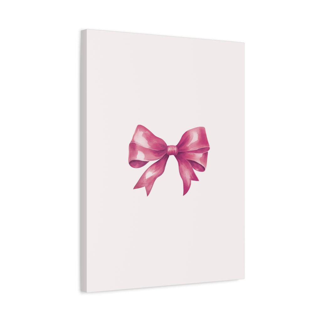 Pink Ribbon Bow Canvas Wall Art — Feminine Nursery or Gift Decor