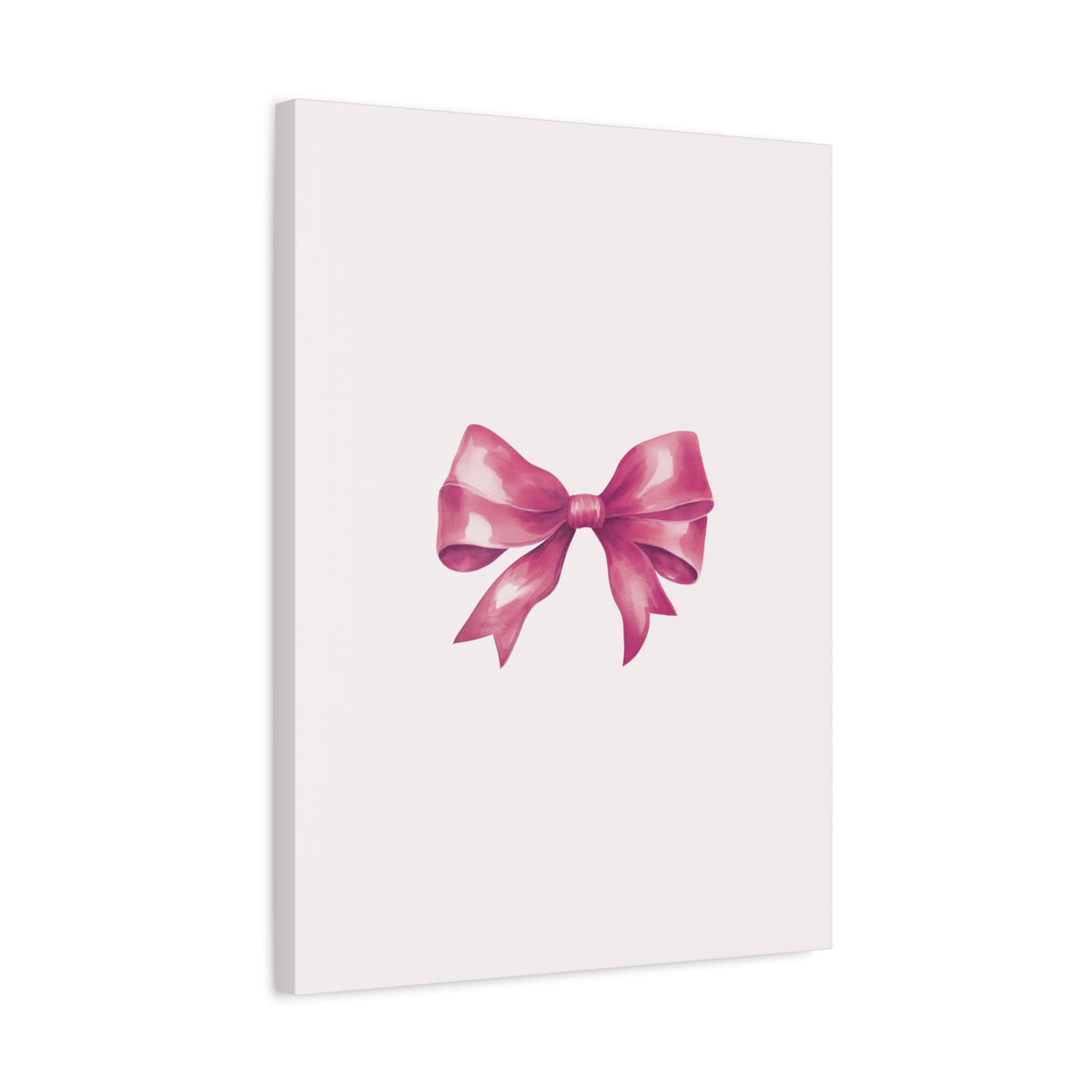 Pink Ribbon Bow Canvas Wall Art — Feminine Nursery or Gift Decor