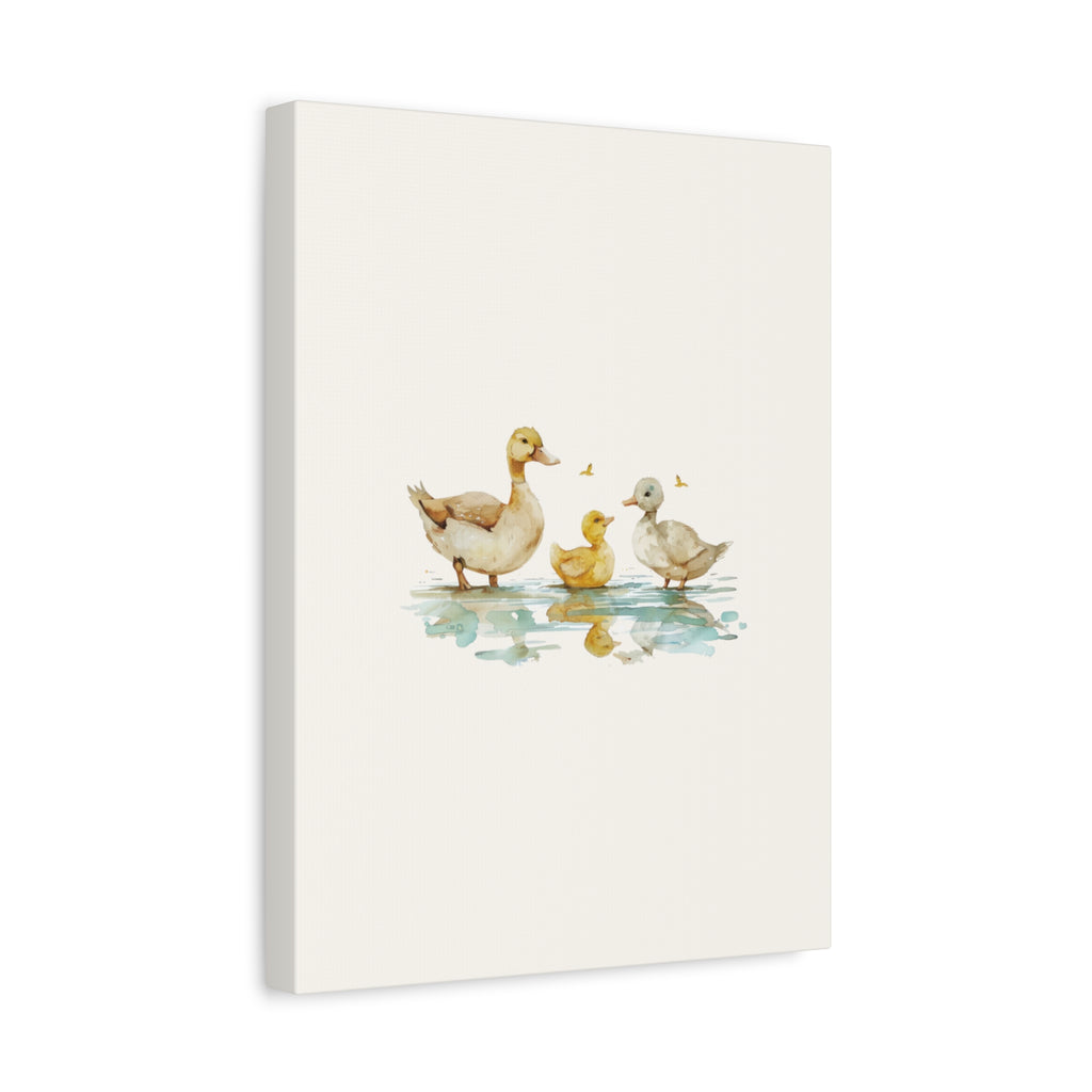 Canvas Wall Art — Watercolor Duck Family Matte Stretched Canvas (1.25")