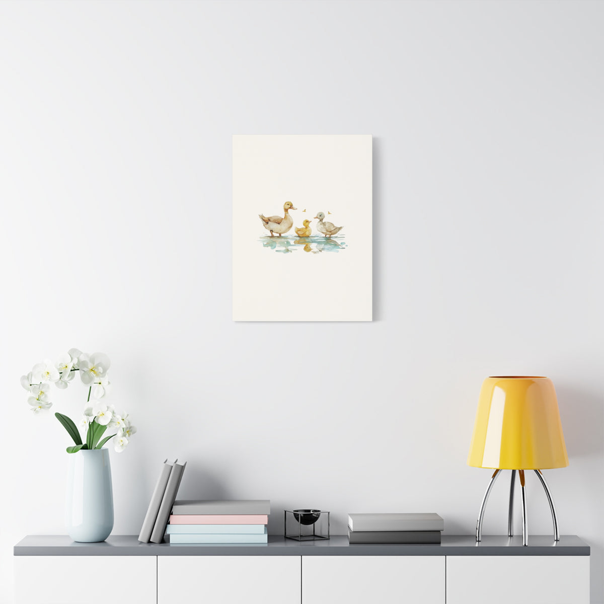 Canvas Wall Art — Watercolor Duck Family Matte Stretched Canvas (1.25")