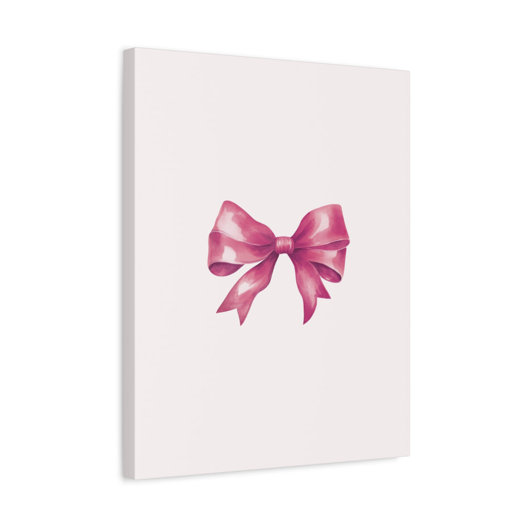 Pink Ribbon Bow Canvas Wall Art — Feminine Nursery or Gift Decor