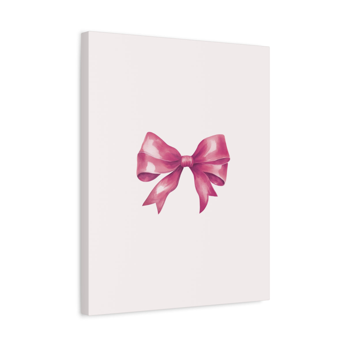 Pink Ribbon Bow Canvas Wall Art — Feminine Nursery or Gift Decor