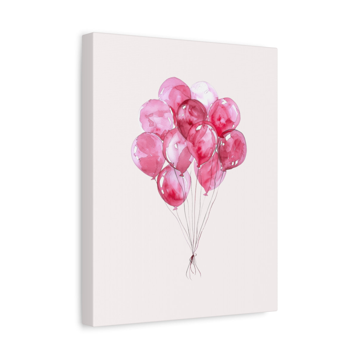 Pink Watercolor Balloons Canvas Wall Art — Stretched Matte Nursery Print