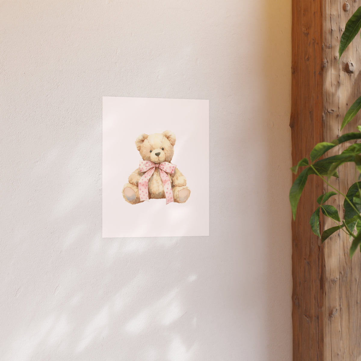 Teddy Bear Nursery Poster — Watercolor Plush Toy Wall Art (Satin & Archival Matte)