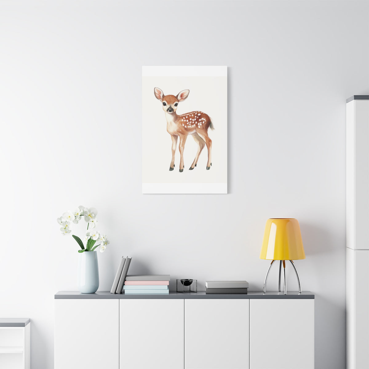 Fawn Canvas Art - Cute Baby Deer Matte Stretched Wall Decor