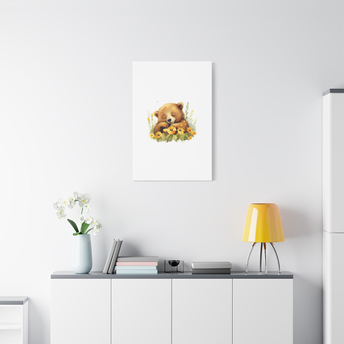 Sleeping Bear Floral Canvas Wall Art
