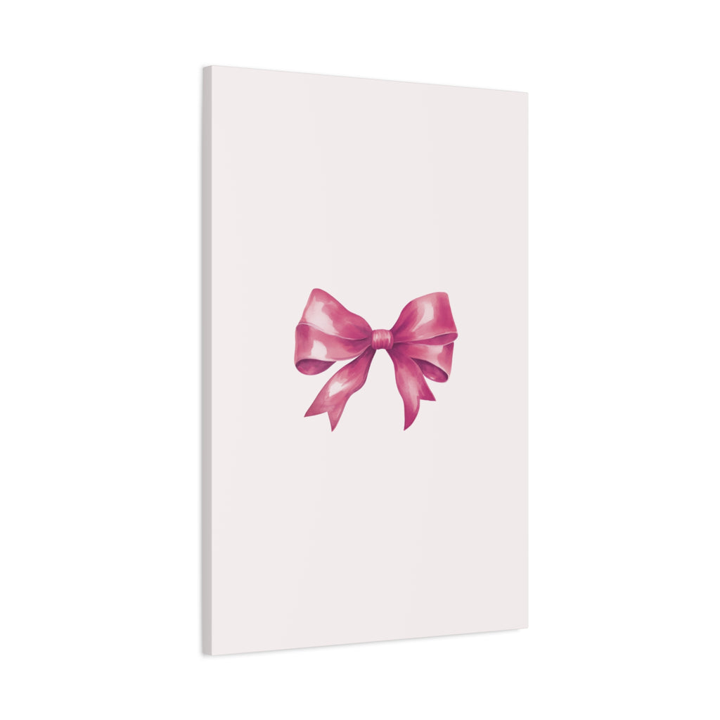 Pink Ribbon Bow Canvas Wall Art — Feminine Nursery or Gift Decor