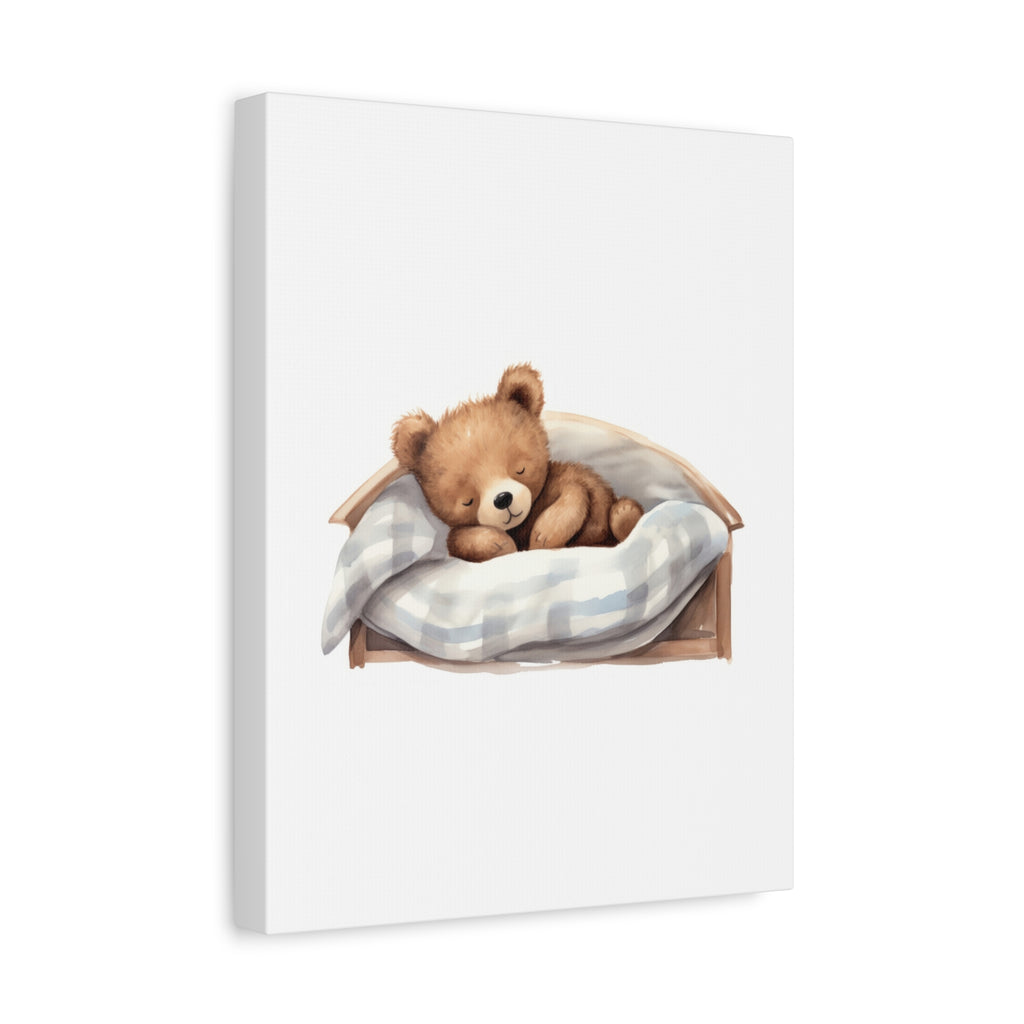 Sleeping Teddy Bear Nursery Canvas — Cute Baby Room Wall Art