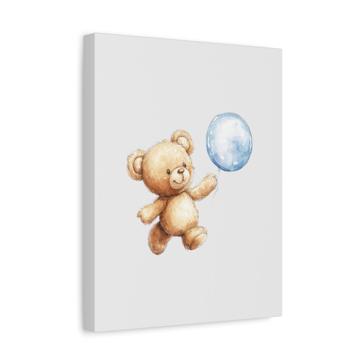 Nursery Canvas: Cute Teddy Bear with Blue Balloon Wall Art