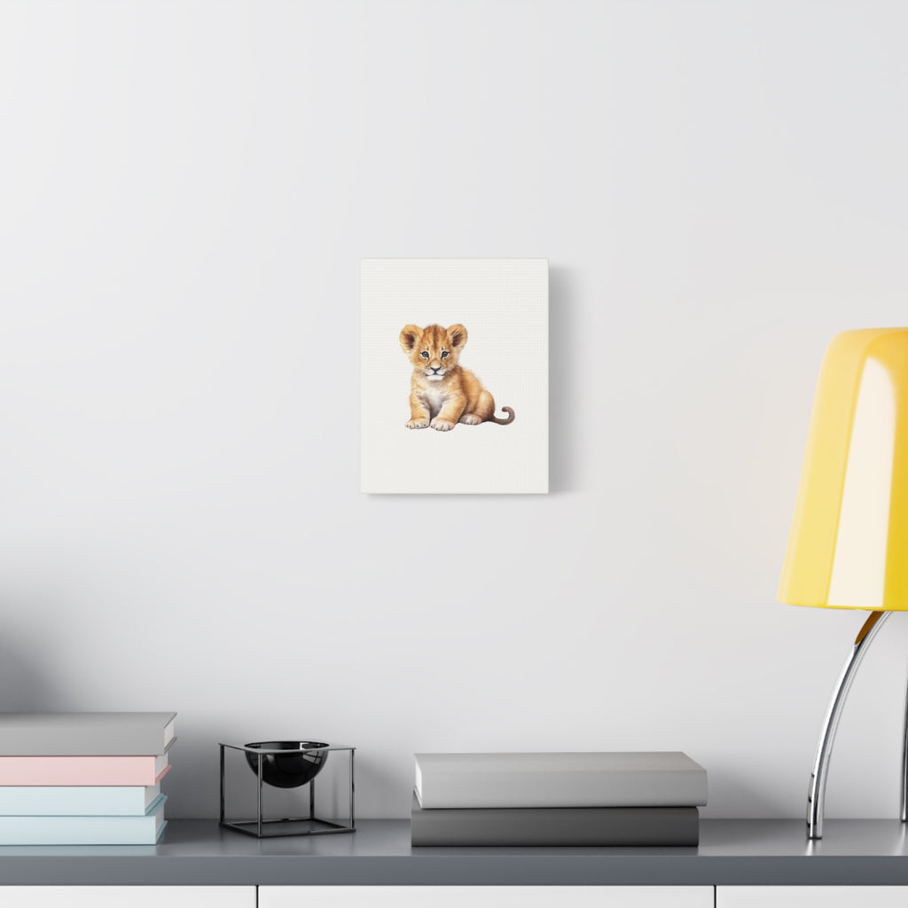 Cute Lion Cub Nursery Canvas Print — Matte Stretched Wall Art