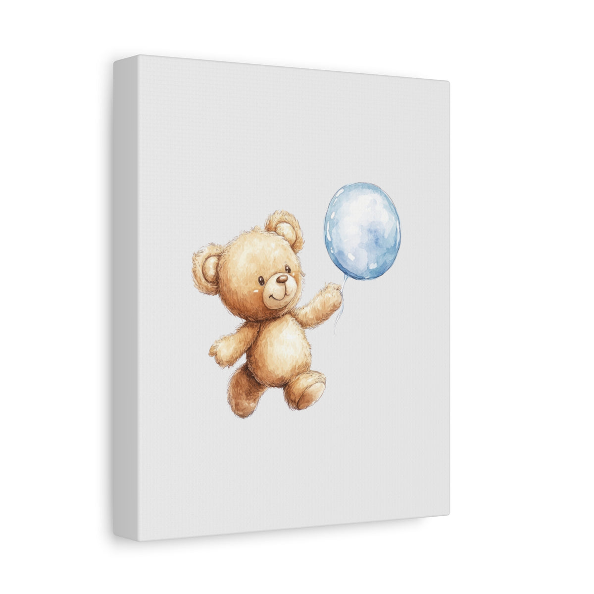 Nursery Canvas: Cute Teddy Bear with Blue Balloon Wall Art