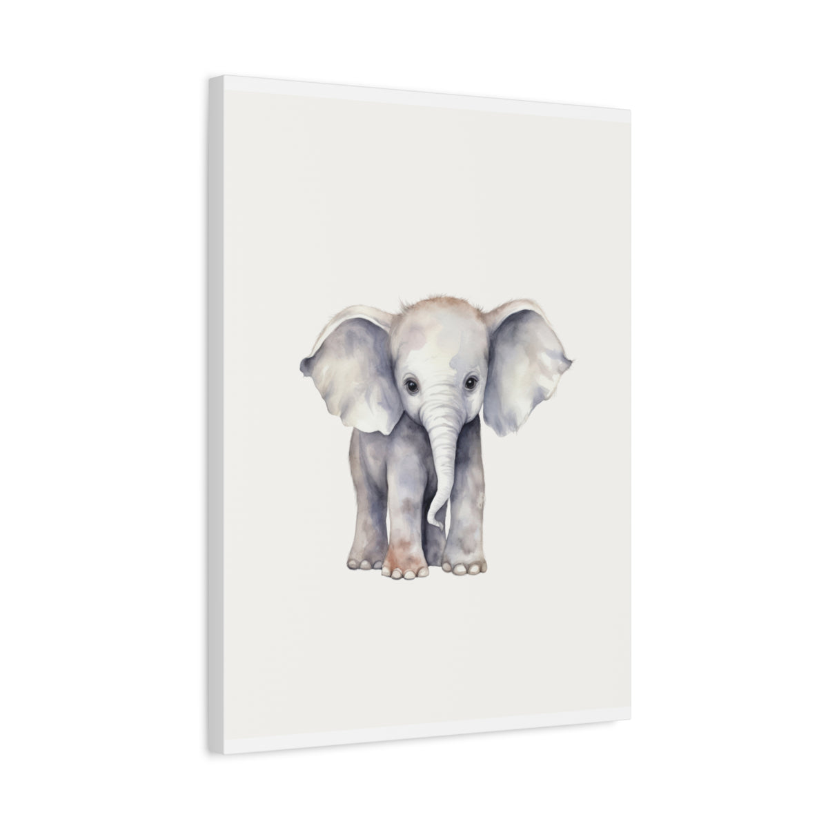 Baby Elephant Canvas Wall Art — Watercolor Nursery Print, Stretched Matte Canvas