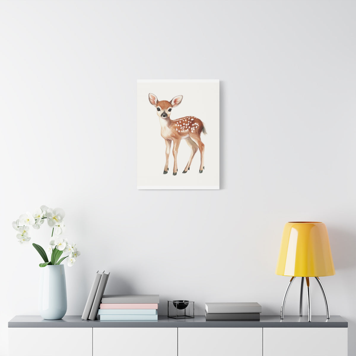 Fawn Canvas Art - Cute Baby Deer Matte Stretched Wall Decor
