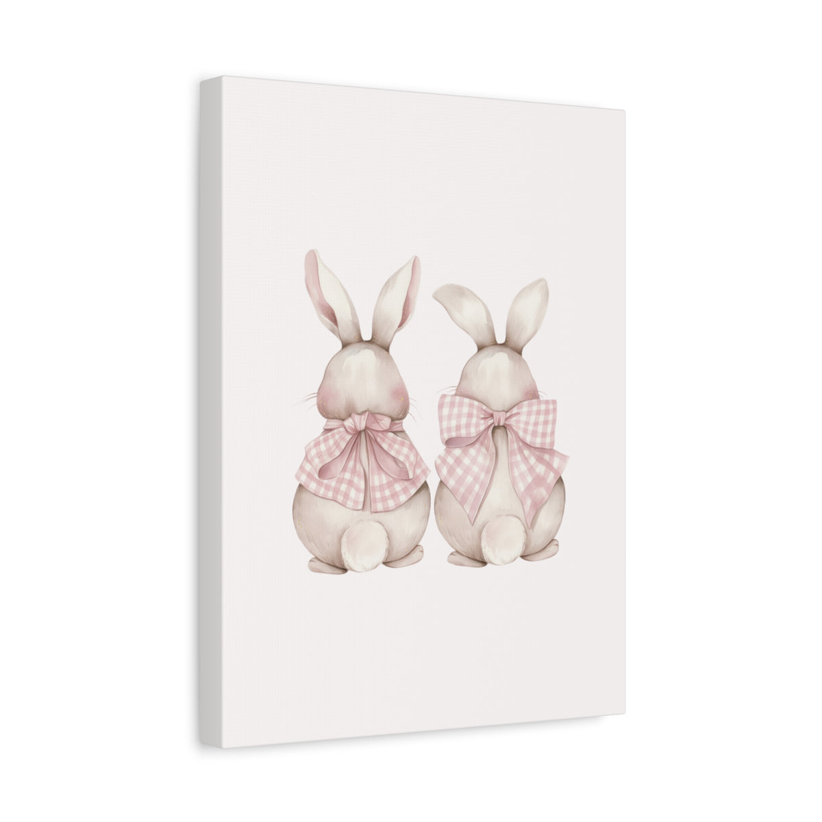 Pink Gingham Bunny Canvas – Pastel Nursery Wall Art for Baby Girl
