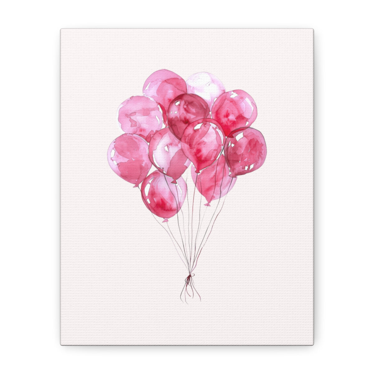 Pink Watercolor Balloons Canvas Wall Art — Stretched Matte Nursery Print
