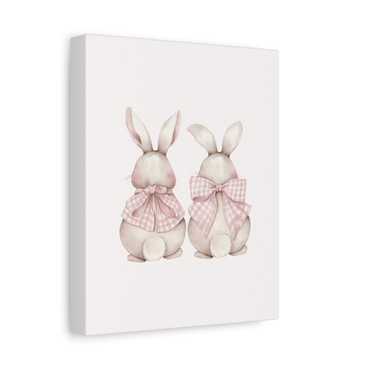 Pink Gingham Bunny Canvas – Pastel Nursery Wall Art for Baby Girl