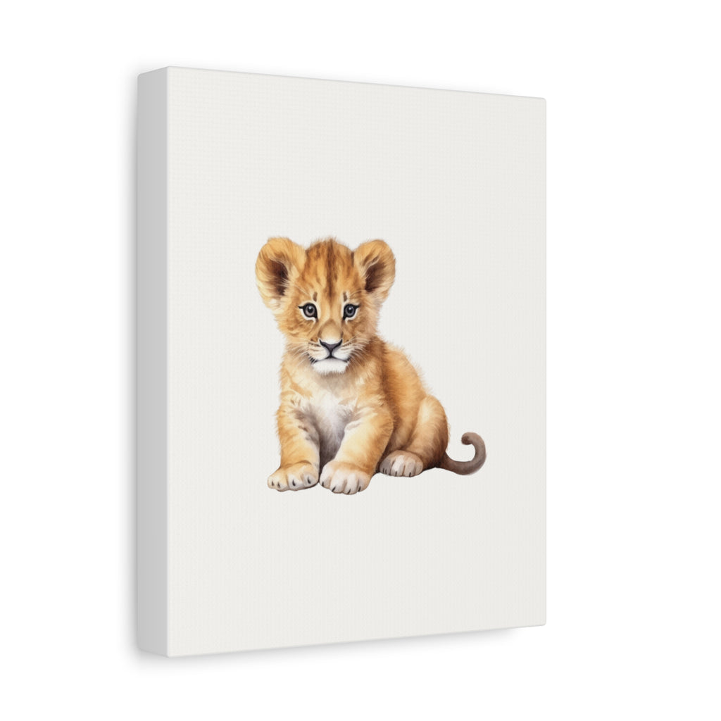 Cute Lion Cub Nursery Canvas Print — Matte Stretched Wall Art