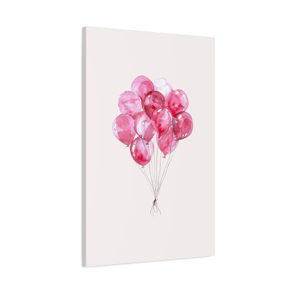 Pink Watercolor Balloons Canvas Wall Art — Stretched Matte Nursery Print