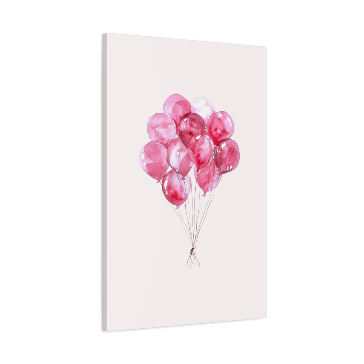 Pink Watercolor Balloons Canvas Wall Art — Stretched Matte Nursery Print