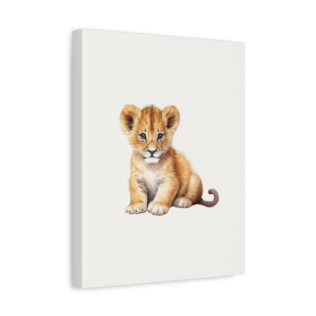 Cute Lion Cub Nursery Canvas Print — Matte Stretched Wall Art