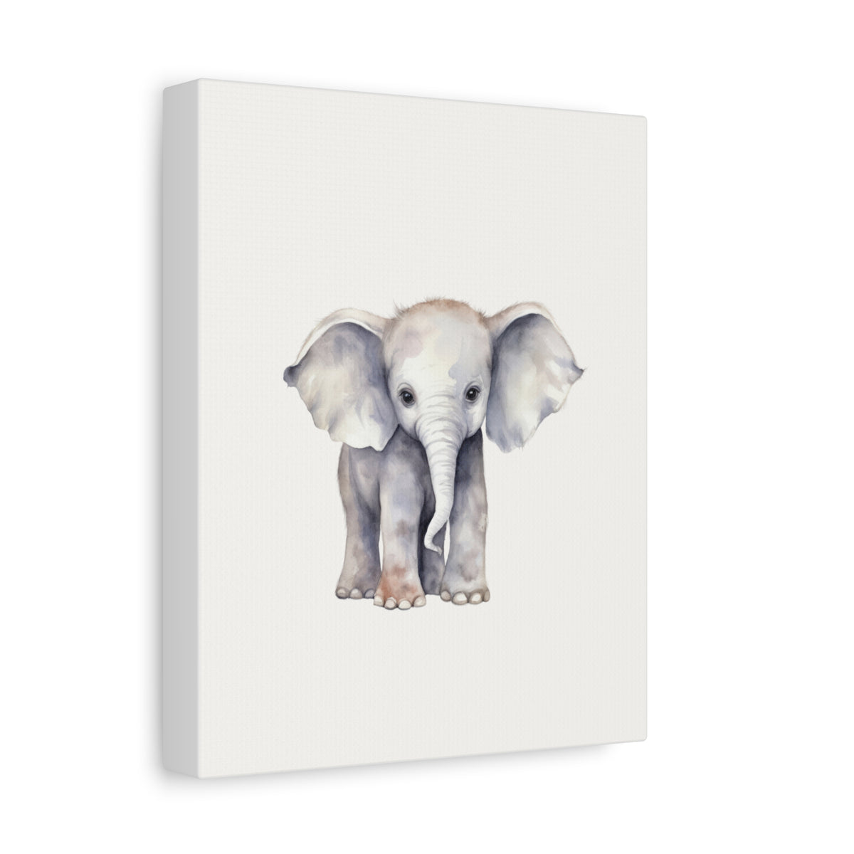 Baby Elephant Canvas Wall Art — Watercolor Nursery Print, Stretched Matte Canvas