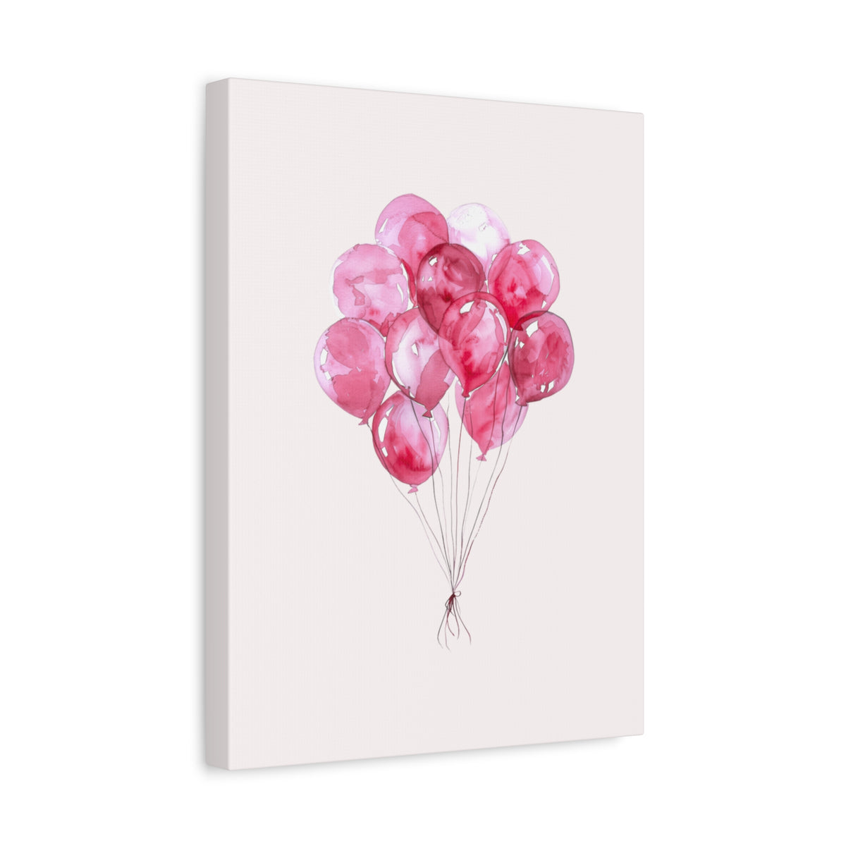 Pink Watercolor Balloons Canvas Wall Art — Stretched Matte Nursery Print