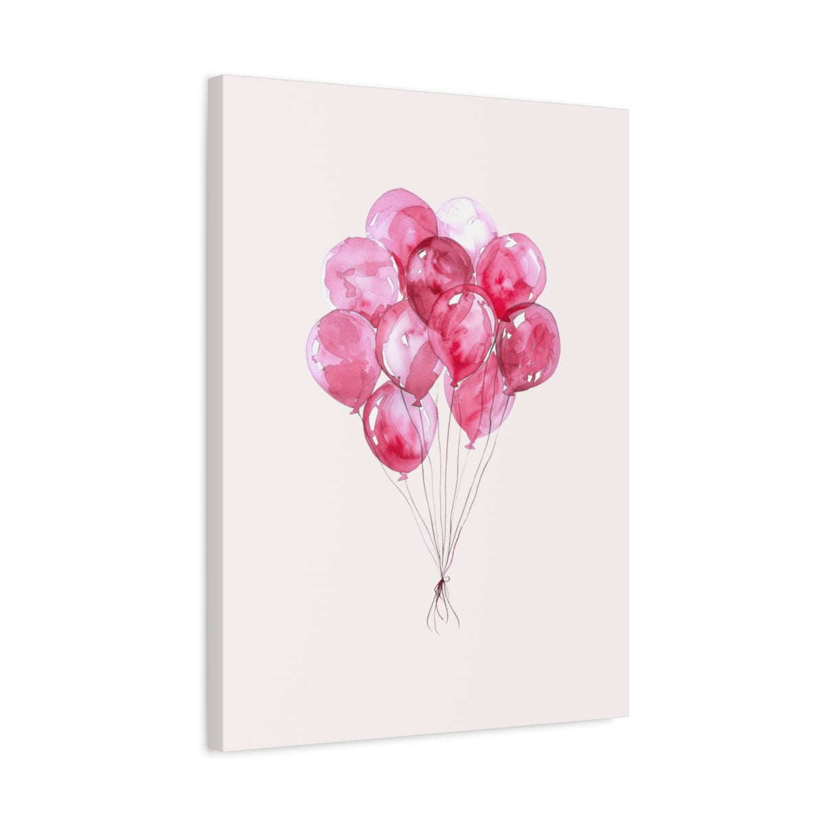 Pink Watercolor Balloons Canvas Wall Art — Stretched Matte Nursery Print