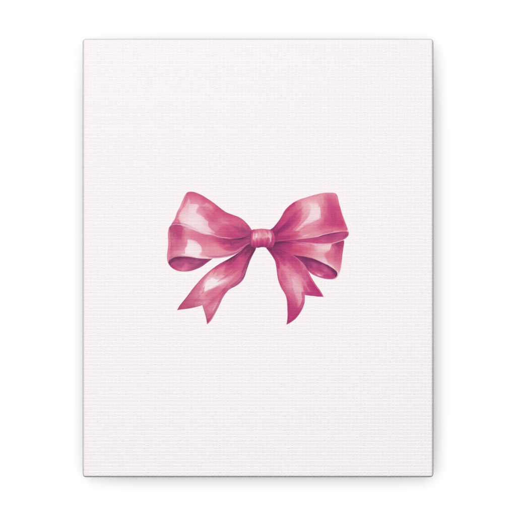 Pink Ribbon Bow Canvas Wall Art — Feminine Nursery or Gift Decor