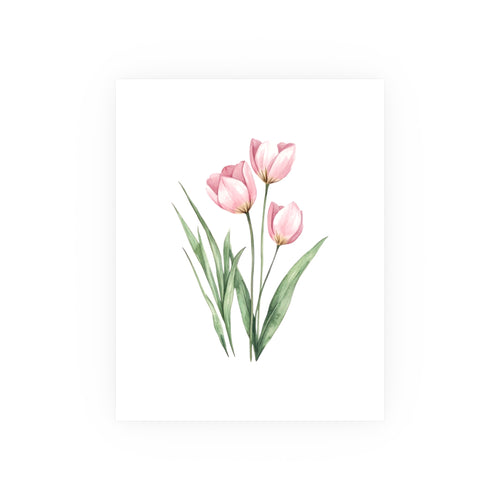Pink Tulip Watercolor Poster — Botanical Wall Art Print