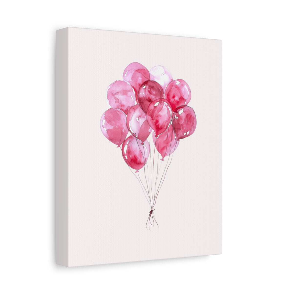 Pink Watercolor Balloons Canvas Wall Art — Stretched Matte Nursery Print