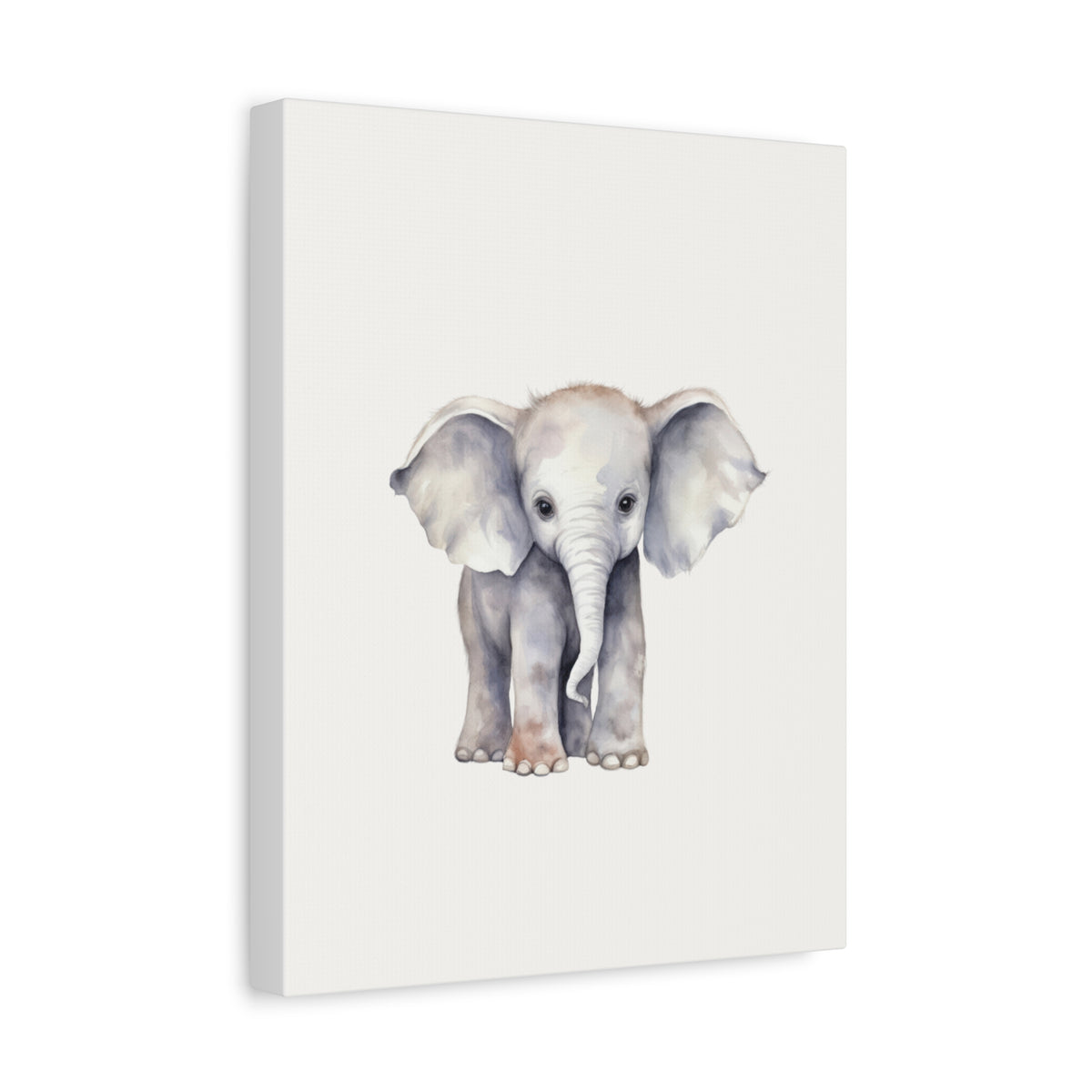 Baby Elephant Canvas Wall Art — Watercolor Nursery Print, Stretched Matte Canvas