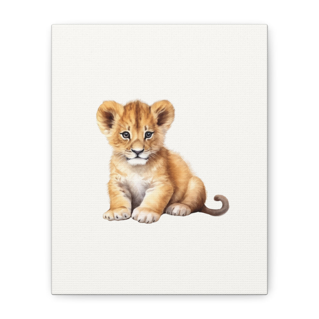 Cute Lion Cub Nursery Canvas Print — Matte Stretched Wall Art