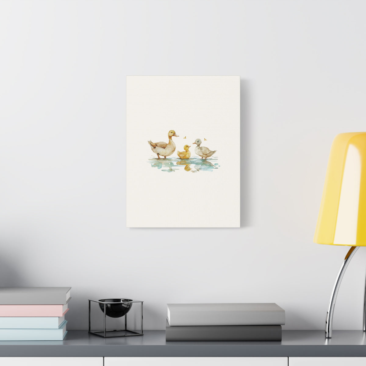 Canvas Wall Art — Watercolor Duck Family Matte Stretched Canvas (1.25")