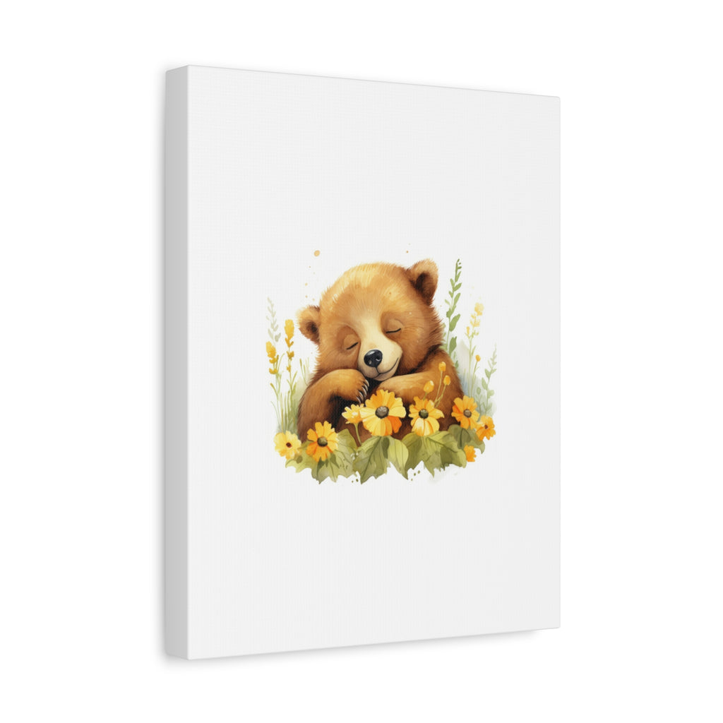 Sleeping Bear Floral Canvas Wall Art