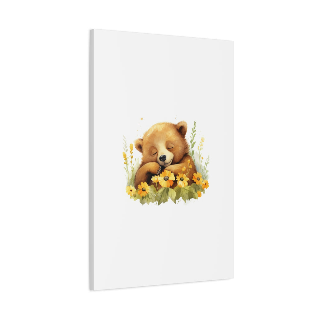 Sleeping Bear Floral Canvas Wall Art