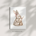 Bunny Mama & Baby Nursery Poster — Cute Watercolor Bunny Wall Art (Satin/Matte)