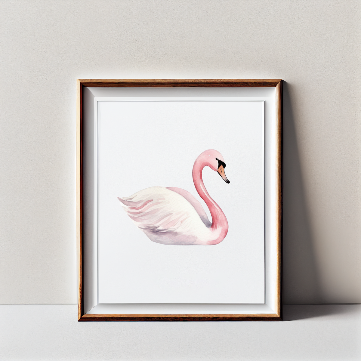 Pink Swan Art Print Poster — Watercolor Swan Wall Decor ( Archival Matte)