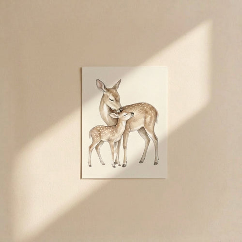 Deer Family Art Print — Woodland Nursery Poster (Archival Matte)