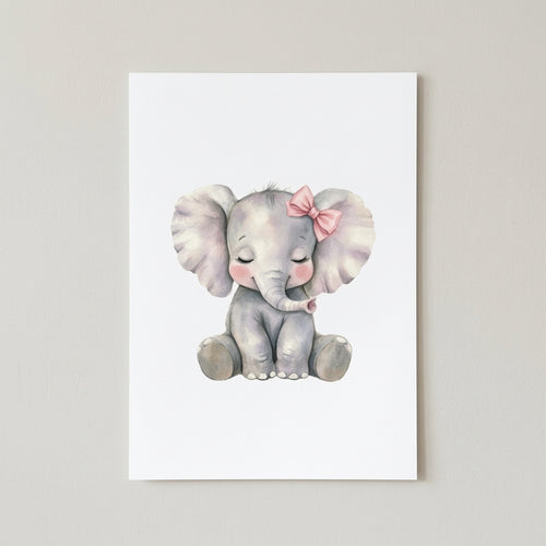 Cute Baby Elephant Nursery Poster — Matte Vertical Wall Art for Kids’ Room