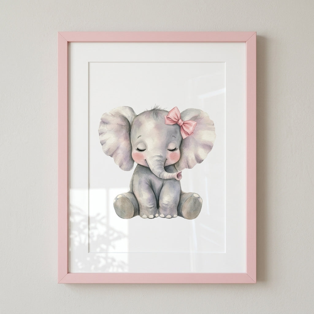 Cute Baby Elephant Nursery Poster — Matte Vertical Wall Art for Kids’ Room
