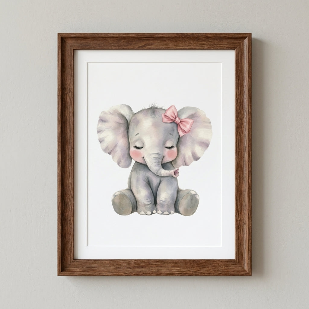 Cute Baby Elephant Nursery Poster — Matte Vertical Wall Art for Kids’ Room