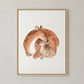 Deer Mama & Fawn Matte Poster — Woodland Nursery Wall Art