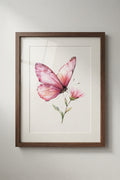 Pink Butterfly Floral Poster — Matte Vertical Wall Art
