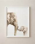 Elephant Mama & Baby Matte Poster — Nursery Wall Art