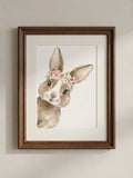 Bunny with Flower Crown Poster — Cute Nursery Wall Art, Spring  Decor