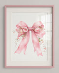 Pink Floral Bow Poster — Matte Vertical Wall Art for Nursery, Bedroom & Gift