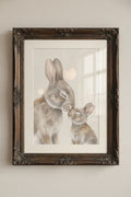 Mom and Baby Bunny Matte Poster — Nursery Wall Art