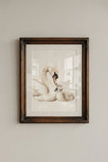 Swan & Cygnet Matte Poster — Nursery Wall Art, Calm Neutral Animal Print