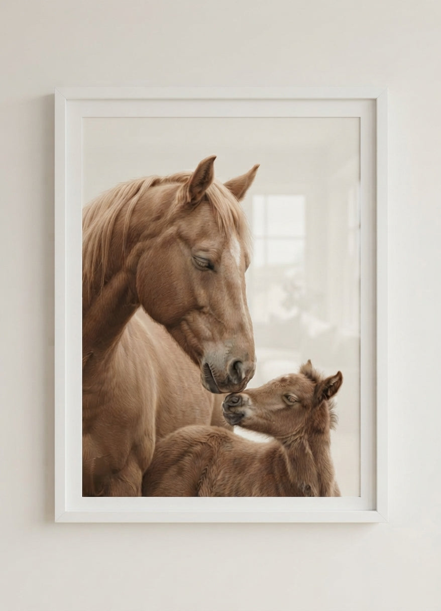Horse & Foal Matte Vertical Poster — Serene Equestrian Nursery Wall Art